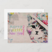 Wasserfarbe Katze Frohe Weihnachtskarte Postkarte (Vorne/Hinten)