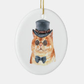 Wasserfarbe Katze Orange Steampunk Weihnachten Keramik Ornament (Rechts)
