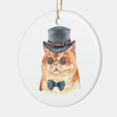Wasserfarbe Katze Orange Steampunk Weihnachten Keramik Ornament (Links)