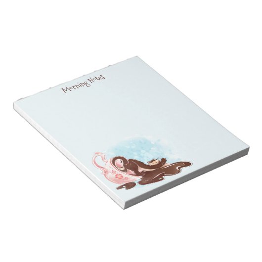 Wasserfarbe Katze und Kaffee Notizblock (angewinkelt)