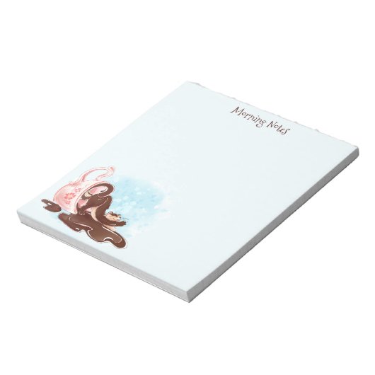 Wasserfarbe Katze und Kaffee Notizblock (Rotiert)