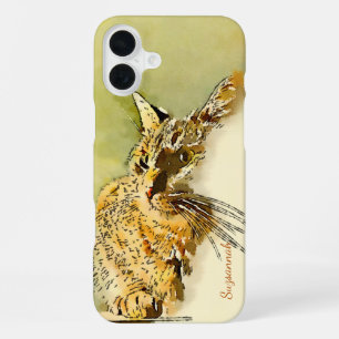 Wasserfarbe Katze Whiskers Pink Herznase Custom iPhone 16 Plus Hülle