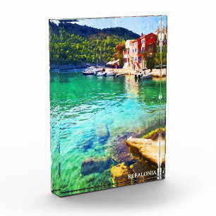 Wasserfarbe Kefalonia Griechenland Küstensicht Fotoblock