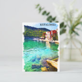 Wasserfarbe Kefalonia Griechenland Küstensicht Postkarte (Stehend Vorderseite)
