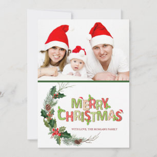 Wasserfarbe Kiefernzweig Foto Frohe Weihnachten