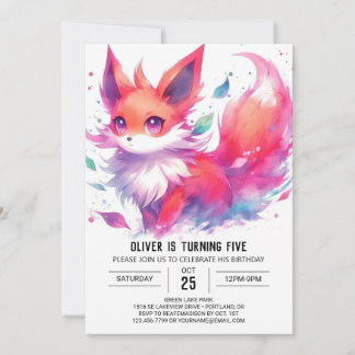 Wasserfarbe Kinder Fox Geburtstag Einladung