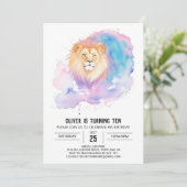 Wasserfarbe Kinder Lion Birthday Einladung (Stehend Vorderseite)