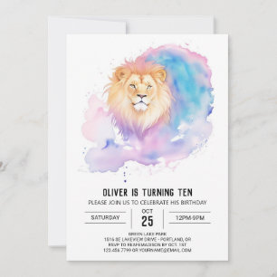 Wasserfarbe Kinder Lion Birthday Einladung