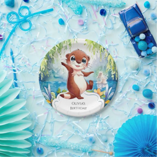 Wasserfarbe Kinder Otter Geburtstag Pappteller (Party)