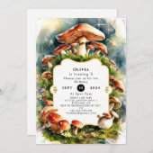 Wasserfarbe Kinder Pilz Geburtstag Einladung (Vorne/Hinten)