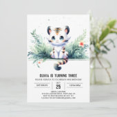 Wasserfarbe Kinder Tiger Geburtstag Einladung (Stehend Vorderseite)