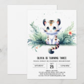 Wasserfarbe Kinder Tiger Geburtstag Einladung (Vorne/Hinten)