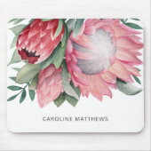 Wasserfarbe King Protea Bouquet Botanisch mit Name Mousepad (Vorne)