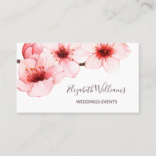 Wasserfarbe Kirsche Blossom Weiß | Qr Code Visitenkarte (Vorderseite)