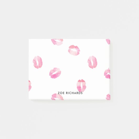 Wasserfarbe Kisses - Name Post-it Klebezettel (Vorderseite)