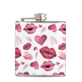 Wasserfarbe Kisses und Herz Flachmann (Vorderseite)