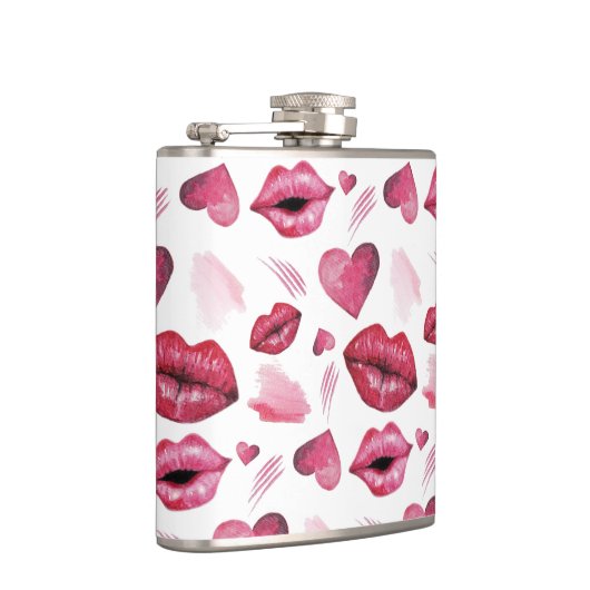 Wasserfarbe Kisses und Herz Flachmann (Rechts)