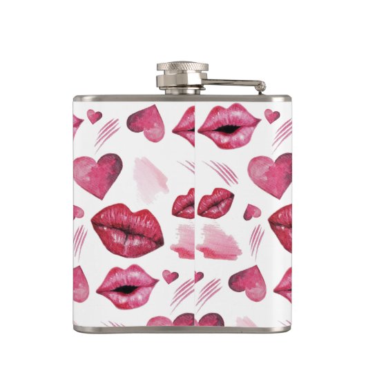 Wasserfarbe Kisses und Herz Flachmann (Rückseite)