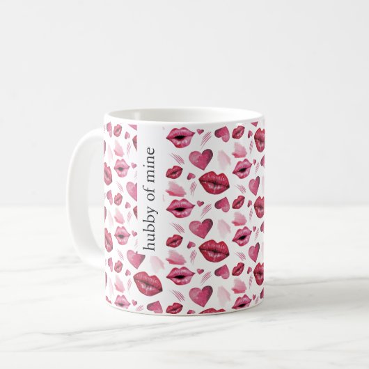 Wasserfarbe Kisses und Herz Kaffeetasse (Vorderseite Links)