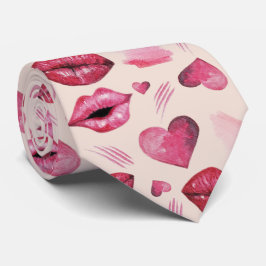 Wasserfarbe Kisses und Herz Krawatte