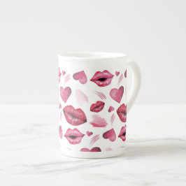 Wasserfarbe Kisses und Herz Porzellantasse