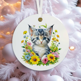 Wasserfarbe Kitten Blume Personalisiert Weihnachte Ornament Aus Metall