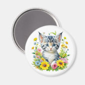 Wasserfarbe Kitten Blume Weihnachten Magnet (Vorderseite/Rückseite)