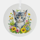 Wasserfarbe Kitten Blume Weihnachten Ornament Aus Glas (Rückseite)