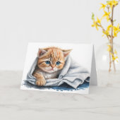 Wasserfarbe Kitten für bald Wohlbefinden Karte (Gelbe Blume)