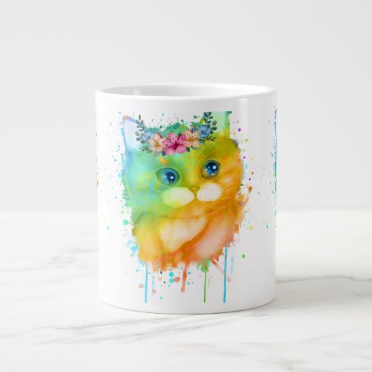 Wasserfarbe Kitten Jumbo-Tasse (Vorderseite)
