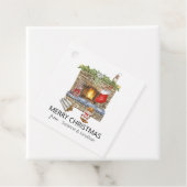 Wasserfarbe Kitten Kamin Weihnachten Geschenkanhänger (Beispiel)