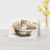 Wasserfarbe Kitten wird bald gut Karte (Gelbe Blume)
