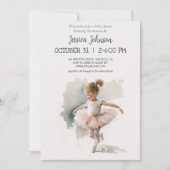 Wasserfarbe Kleine Ballerina Babydusche Einladung (Vorderseite)