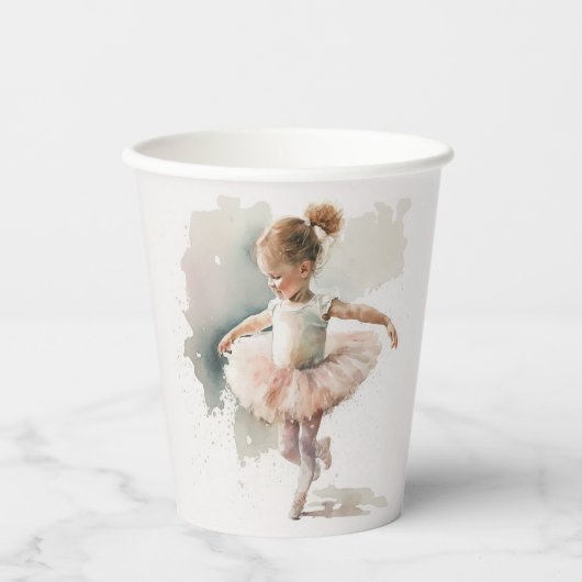 Wasserfarbe Kleine Ballerina Papiertafeln Pappbecher (Vorderseite)