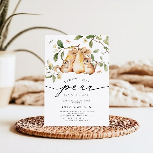 Wasserfarbe Kleine Birne Mädchen Babydusche Einladung