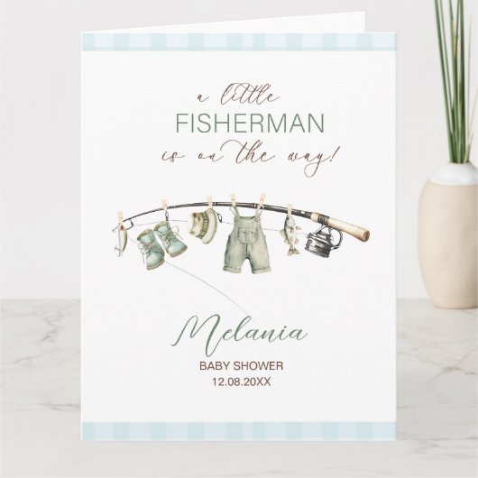 Wasserfarbe Kleine Fisherman Babydusche Karte (Vorderseite)