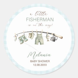 Wasserfarbe Kleine Fisherman Babydusche Runder Aufkleber