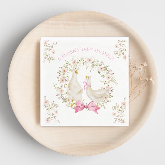 Wasserfarbe Kleine Gänse Blume Kinderdusche Mädche Serviette