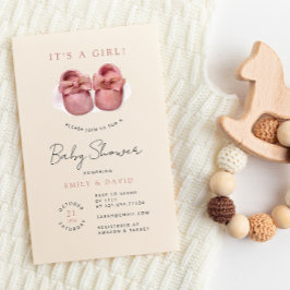 Wasserfarbe Kleine Girl Pink Schuhe Kinderdusche Einladung