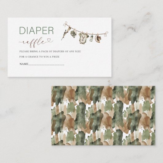 Wasserfarbe Kleine Jäger Babydusche Windelraff Begleitkarte (Vorne/Hinten)