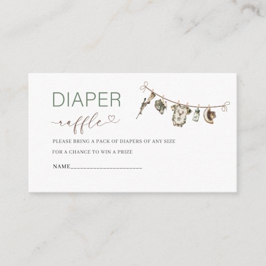 Wasserfarbe Kleine Jäger Babydusche Windelraff Begleitkarte (Vorderseite)