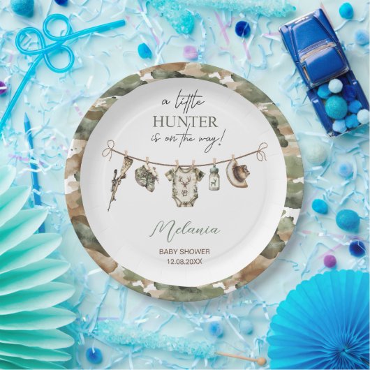 Wasserfarbe Kleine Jägerbaby Dusche Pappteller (Party)