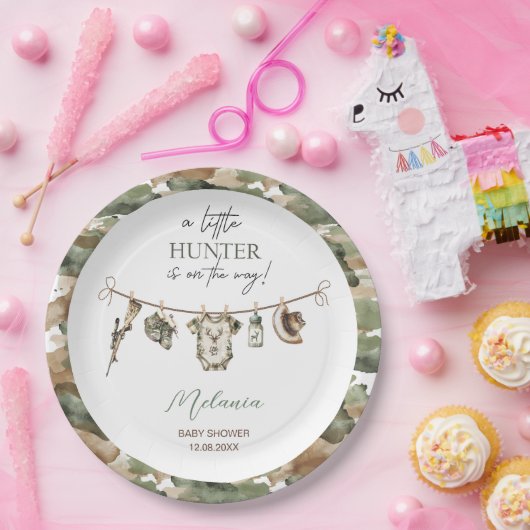Wasserfarbe Kleine Jägerbaby Dusche Pappteller (Party)