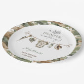 Wasserfarbe Kleine Jägerbaby Dusche Pappteller (Schrägansicht)