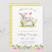 Wasserfarbe Kleine Lamm-Frühlingsmassage Babydusch Einladung (Vorne/Hinten)