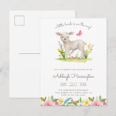 Wasserfarbe Kleine Lamm-Frühlingsmassage Babydusch Einladungspostkarte (Vorne/Hinten)