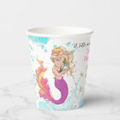 Wasserfarbe Kleine Meerjungfrau Twins Kinderdusche Pappbecher (Vorderseite)