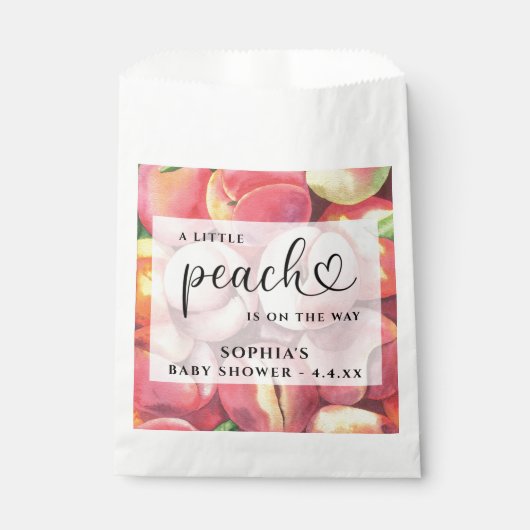 Wasserfarbe Kleine Pfirsich ist auf dem Weg Babydu Geschenktütchen (Vorderseite)