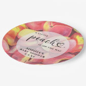 Wasserfarbe Kleine Pfirsich ist auf dem Weg Babydu Pappteller (Schrägansicht)