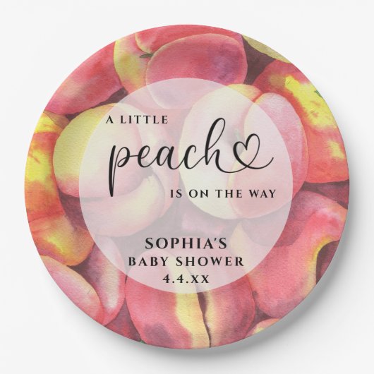 Wasserfarbe Kleine Pfirsich ist auf dem Weg Babydu Pappteller (Vorderseite)